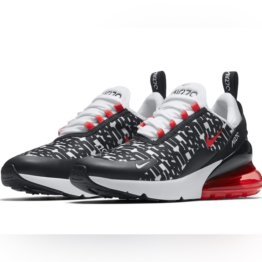 Nike Air Max 270 Just Do It Print 4.5y AR0021 001 Black white Crimson - Picture 2 of 8